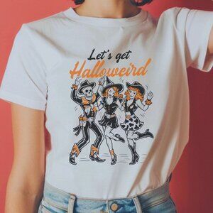 Funny Halloween Graphic Tee Spooky Skeleton Fall Vintage Design T-Shirt